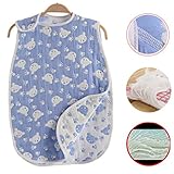 8重 ガーゼスリーパー ガーゼおくるみ パジャマ 寝袋 オーガニックコットン 45*80 cm ブルー くまさん