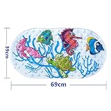nihooooベビーキッズバスマット浴槽 – カラフルな海用ノンスリップステッカーシャワーマット浴槽/浴室用 – 耐久性防かびAnti Bacterial PVC