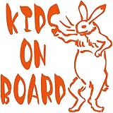 14色 KIDS ON BOARD 鳥獣人物戯画 ウサギ ステッカー 【KIDS IN CAR 兎 兔 男の子 女の子 和柄】 (オレンジ)