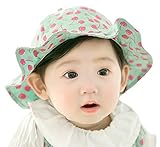 YY-Natuhi ベビー 帽子 女の子 新生児 日よけ帽子 春夏 キッズ バケットハット サンバイザー 赤ちゃん用ハット かわいい つば付き uvカット 女児 100%綿 チェリー柄 6~12ヶ月 