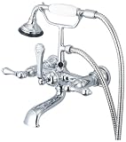 水Creationヴィンテージクラシック7-inch Spread壁マウント蛇口、壁コネクター直線とハンドヘルドシャワー F6-0010-01-AX 1
