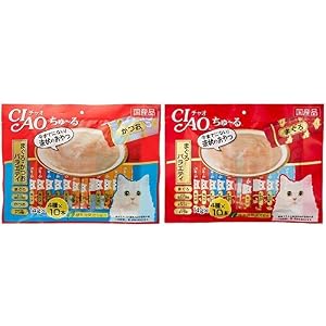 【セット買い】チャオ (CIAO) 猫用おやつ ちゅ~る まぐろ・かつおバラエティ 14g×40本入 & (CIAO) 猫用おやつ ちゅ~る まぐろバラエティ 14g×40本入