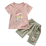 Onesall 子供服 ベービー服 赤ちゃん服 男の子 女の子 スーツ シャツ ズボン２セット 綿 夏 90-120cm半袖 上下 2点セット 誕生日 子供の日 遊園地に カジュアル お出かけ 出産祝