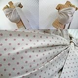 【ユーザックスリング】 L-137　 綿55％ 麻45％ 　少し濃い目の生成にピンクのドット柄