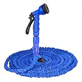 BeStyle 散水ノズル 伸びるホース のびるホース 改良版 丈夫さUP 5mが15m 3倍伸びる ガーデニング 水まき 伸縮 軽量 軽い シャワーノズル 散水 マジック ホースリールいらず 7種類