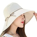 レディース用夏ビーチ折りたたみ式ワイド大きなつば帽子アンチUVサンキャップバケットハット US サイズ: M カラー: ベージュ