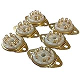 真空管 ソケット セラミック 9ピン 12ax7 12au7 (6個セット, ゴールド)