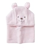 EOZY 可愛い ベビーハット ニット帽子 子供用 ネックウォーマー クマ耳 赤ちゃんキャップ キッズ帽子 女の子 女児 秋冬防寒 お出かけ 出産祝い ピンク M
