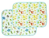 TMVOK おむつ替えシート かわいい 動物のプリント 赤ちゃんにやさしい安心 おむつ取替えマット 携帯用防水吸水 マット 2枚 50*70cm