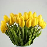 チューリップ人工花、モサンクス( TM )ラテックスリアルタッチシルクフラワーウェディングブーケホームフェイクタトゥーdecor10pcs /設定 MO