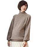 Angeliebe エンジェリーベ 片畦編み タートル ネック ボリューム スリーブ ニット フリー ブラウン