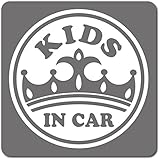 imoninn KIDS in car ステッカー　【マグネットタイプ】　No.17　王冠　（シルバーメタリック）
