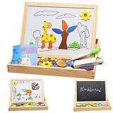 (ミネトメ)Minetom　おもちゃ　木製　パズルボード　ゲーム　磁気製図板　動物　知育玩具　黒板　子供　可愛い　誕生日プレゼント