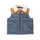 Gymboree Little Boys' Toddler Faux Puffer Vest with Sherpa Denim 3T [並行輸入品]
