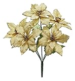 エルアーツ クリスマス オーナメント ポインセチアブッシュ 全長28cm・花径12cm ゴールド E8918-28