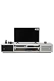 JKプラン 大型 テレビ台 ローボード 65インチ 幅180 高さ32 奥行40 ワイド テレビ台 フラップ扉 ガラス扉 TSFTVLOWSETGFWH