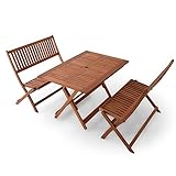 LOWYA （ロウヤ） ガーデン ガーデンセット ベンチ 木製 天然木 3点セット 折り畳み パラソル穴付 4人掛け 長方形テーブル