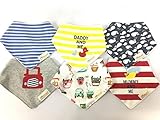 バンダナ 風 三角 スタイ スナップボタン 付 で便利 よだれかけ エプロン 出産祝い 6枚 セット (ダンディ)