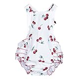 Junda　ベビー服　春夏 はいはいロンパース＋ヘッドバンド　出産祝い　女の子　吸汗 綿　チェリー柄