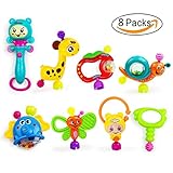 Foreast 8 pcs Baby Rattlesセット幼児Teether Toys BPAフリーカラフル動物図形