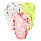 カーターズ ボディースーツ 3枚セット 6M ピンク×ホワイト×イエロー 女の子 ベビー 長袖 おくるみ ロンパース [並行輸入品]