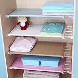 Vancore調節可能なストレージラックSeparatorワードローブ食器棚シェルフ Length Stretch 30-40CM,Wide:24CM HS-SR01371-30-24-WHI