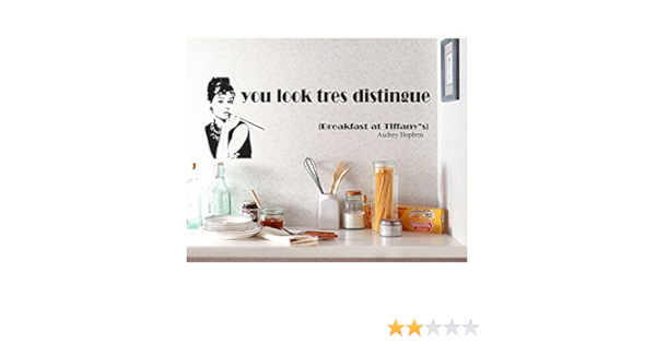 Amazon 素敵 ベスト品質 粘着式 ウォール ビニール Diyステッカー ステッカー 壁画 転写紙 転写シール タトゥー 黒 ティファニーで朝食を オードリー 英語テキストby Vaga ウォールステッカー オンライン通販