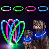 PZRLit 光る首輪 犬 散歩 夜 ライト USB 充電式 視認距離500m 長さは70cm サイズ調整可能 ペット お散歩 猫 小型犬 中型犬 大型犬 LED発光首輪 -ブルー