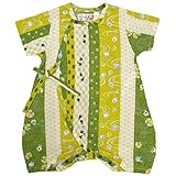 ボーイズ|ベビー|浴衣|甚平[くろわっさんす べべ]ベビー甚平|ロンパース甚平|かえる柄|和柄((日本製生地)綿100％|新生児|男の子|男児 50-60 グリーン