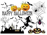AmaonmリムーバブルDIYハッピーハロウィンかぼちゃFestivalブラックSorcerer Spider Bat城ツリー壁デカールステッカー壁画ホームアート装飾子供パーティーの部屋デコレーション