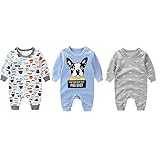 新生児 子供長袖　カバーオール　3枚セット　純綿　男の子＆女の子　可愛いプリント　0～2歳 (80cm, セット6) [並行輸入品]
