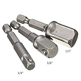 3 ピース セット1/4 ",3/8",1/2 " アダプタ変換アダプタコネクタ セット ソケット アダプタ セット六角シャンク