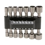 14 x クロムバナジウムスチール製の電源ナットドライバドリルビットメトリックソケットレンチセットねじ