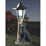 Bits and Pieces-Solar Black Lab Lantern-Solar Powered Garden Lantern - Resin Dog Sculpture With LED 