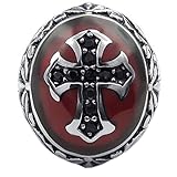 KONOV ジュエリー ファッション アクセサリー メンズ リング 指輪, ゴシック ケルト クロス 十字架, ジルコニア ダイヤ, ステンレス, カラー