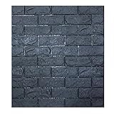 3D立体壁紙 DIYレンガ調壁紙シール 70x77CM ウォールステッカー 軽量レンガシール 壁紙シール 自己粘着 防水 多色選択 (70*77cm（1枚入れ）, ブラック)