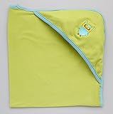 Bambino Land Hooded Blanket - Lime & Aqua Trim Owl [並行輸入品]