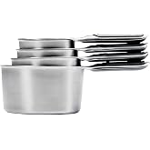OXO Good Grips Measuring Cup Set, Stainless Steel, 4-Piece, Silver, Magnetic Handle, Etched Measurement Markings, Non-Slip Ha