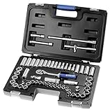 Expert E031812 6 Point-Piece Fractional and Metric Combination Socket Set with 3/8-Inch Drive, 56-Pi