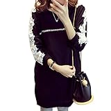 （ハナハナ) HANAHANA マタニティ 授乳服 に見えない レース付 トップス チュニック 長袖 授乳口 付 Ｍ L XL 大きいサイズ i049 (XL, ブラック)