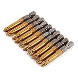 Xcsource 5pcs 50mm PH2 1/4" Hex Shank Magnetic Phillips Head Screwdriver Bits Titanium Coated S2 Ste