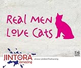 JINTORA ステッカー/カーステッカー - REAL MEN LOVE CATS - リアルメンズラブキャッツ - 139mm x55mm - JDM/Die cut - 車/ウィンドウ/ラップト