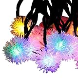 A-SZCXTOP　ソーラーストリングライト ファーボール形 LEDライト イルミネーション クリスマス パーティー 防水 省エネ 環境に優しい 使いやすい カラフル 30LED