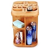 コスメボックス　化粧品収納　メイク　小物収納スタンド　木製　360度回転式