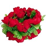 Yammy 1pcs 造花　バラ　花や葉　緑のつる　造花　ホーム/結婚式/オフィス飾り　インテリア花　雑貨　おしゃれ　かわいい(赤)