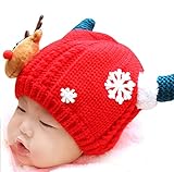 Genda 2Archer(JP)　べビー　赤ちゃん　かわいい　牛角　ニット帽子　ニットキャップ　キッズ　子供　防寒　キュート　ニット帽　出産祝い　誕生日　クリスマス　プレゼント　秋　冬　女の子　男の
