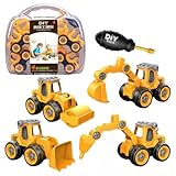 KazeSo 建設車両 大工さんごっこ 組み立ておもちゃ 車おもちゃ作業車両 工事車両 建設車両セット はたらく車 工事カー ミニカー 砂遊び プレゼント 誕生日 クリスマス 子供向けDIY組み立て リアルなショベルカー工事車モデル 分解・組み立て可能な工事車両おもちゃセット 男の子向けネジ組み立て式子供向け知育分解おもちゃ (14.5*6.3**7.7cm,A)