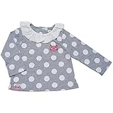 2018年 春物 UZUCHAT ウズチャット 天竺 ドットプリント 衿チュール 長袖Ｔシャツ グレー◇95cm