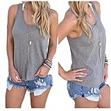 Franterdレディース春夏ノースリーブベストCropトップスタンクトップTシャツwith Hole
