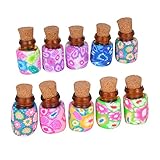 HOUSWEETY 茶色 ガラス瓶 コルク瓶 ミニチュア ボトル ビーズ アクセサリーパーツ入れにも最適 10本セット